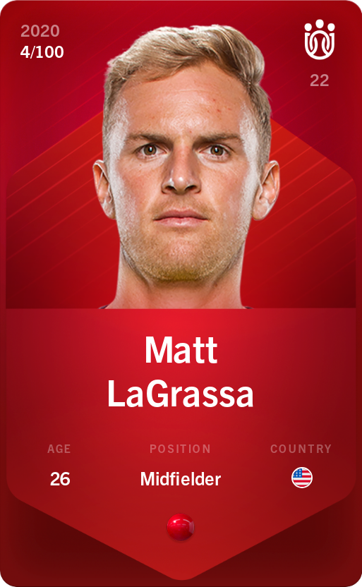 Sorare - Sorare Official - Matt LaGrassa 2020-21 • Rare 4/100 - NFT # 26493631734113171519487407981247096475685976220598032780847683263790843113554