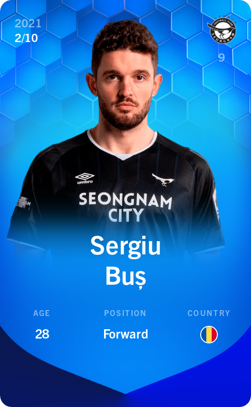 Sorare - Sorare Official - Sergiu Buș 2021-22 • Super Rare 2/10 - NFT # 66319622069365183361385031390818299168805913986341684952617438031181010082296