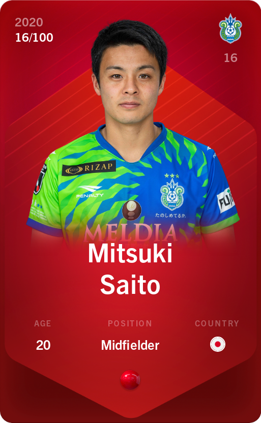 Sorare - Sorare Official - Mitsuki Saito 2020-21 • Rare 16/100 - NFT # 39288002584916920269029932832076809249787971300643208367302412913248746763309