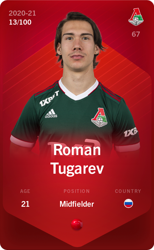 Sorare - Sorare Official - Roman Tugarev 2020-21 • Rare 13/100 - NFT # 61445034441789547681690000332330410541980017898574731366763114187463892639815