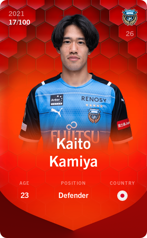 Sorare - Sorare Official - Kaito Kamiya 2021-22 • Rare 17/100 - NFT # 73834947102830911824803632261056358370540974947238153344581683256251748630536