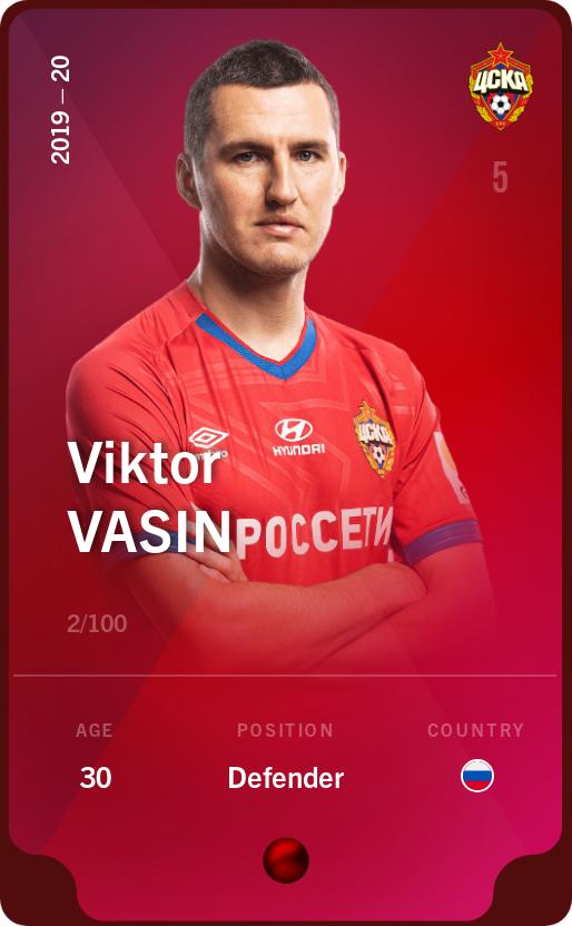Sorare - Sorare Official - Viktor Vasin 2019-20 • Rare 2/100 - NFT # 107217183561881008901931205808939856474255067974204918912697933693630313569564