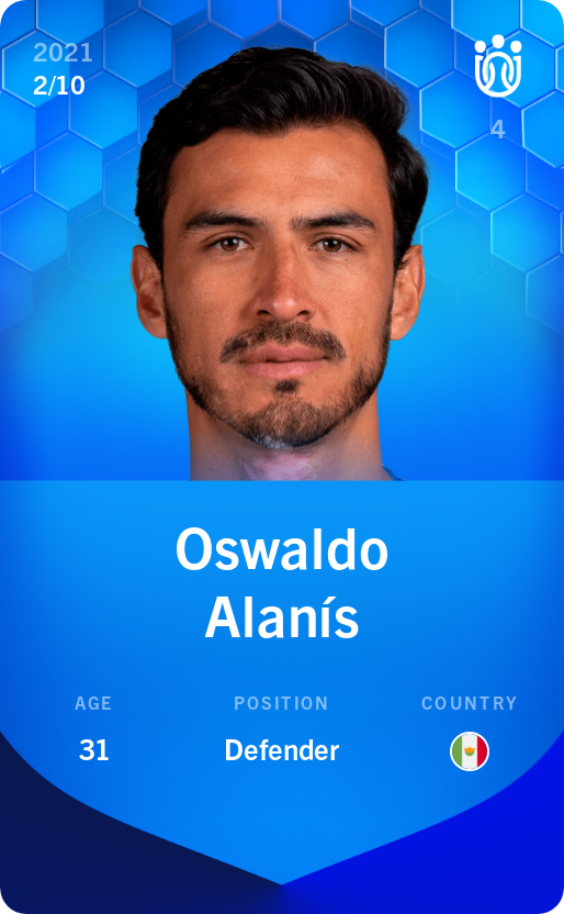Sorare - Sorare Official - Oswaldo Alanís 2021-22 • Super Rare 2/10 - NFT # 43622571005196512191105124015740216301243839098737550143733696632875269940506
