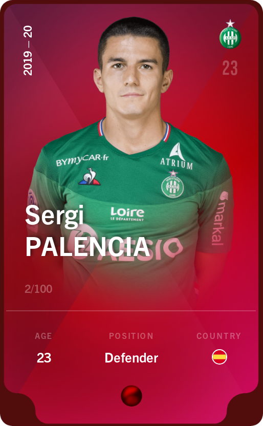 Sorare - Sorare Official - Sergi Palencia 2019-20 • Rare 2/100 - NFT # 99496848032320099328056001510559631960188423683940488816295076077949575684949