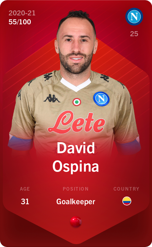 Sorare - Sorare Official - David Ospina 2020-21 • Rare 55/100 - NFT # 49987935806848688829916226796623891308999770315336894359907527023301340097995