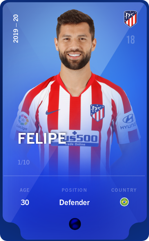 Sorare - Sorare Official - Felipe 2019-20 • Super Rare 1/10 - NFT # 112957613728089098381393088258630898309858108113674477471297763391378109239114