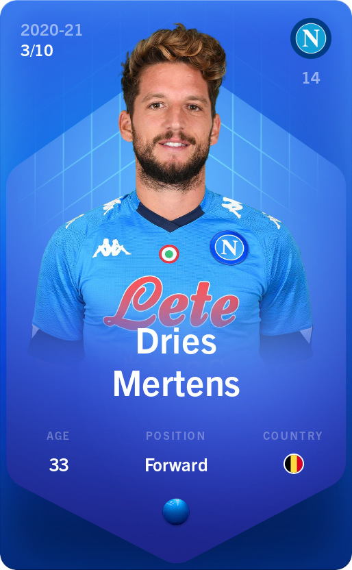 Sorare - Sorare Official - Dries Mertens 2020-21 • Super Rare 3/10 - NFT # 49739898343378054482860466291976103506962232568392942338490355135064510252333