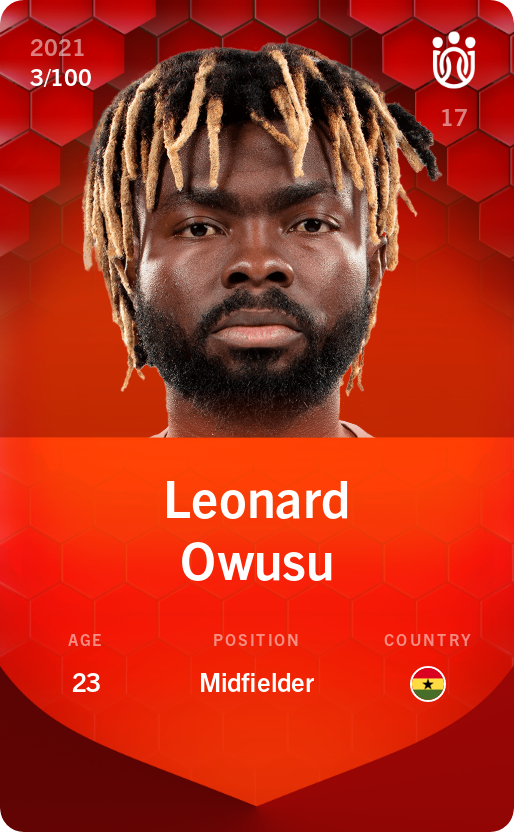 Sorare - Sorare Official - Leonard Owusu 2021-22 • Rare 3/100 - NFT # 5359608348891593566630572857326777483914665618666840411647056393248674309630