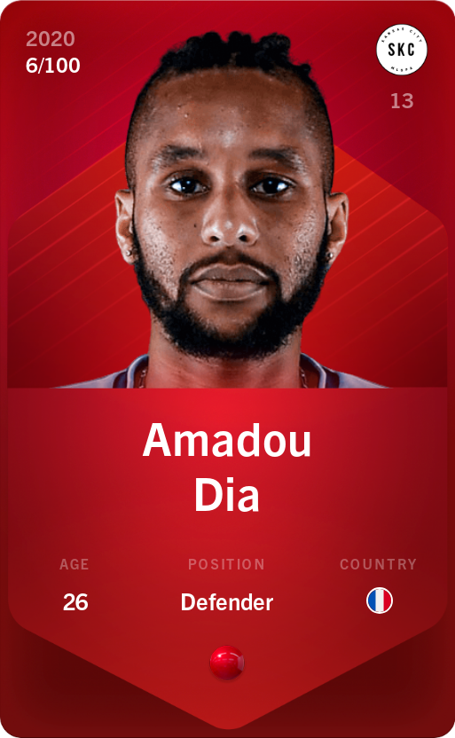 Sorare - Sorare Official - Amadou Dia 2020-21 • Rare 6/100 - NFT # 94173789487164723691869368609532594664146948604081064395577072523126477491342