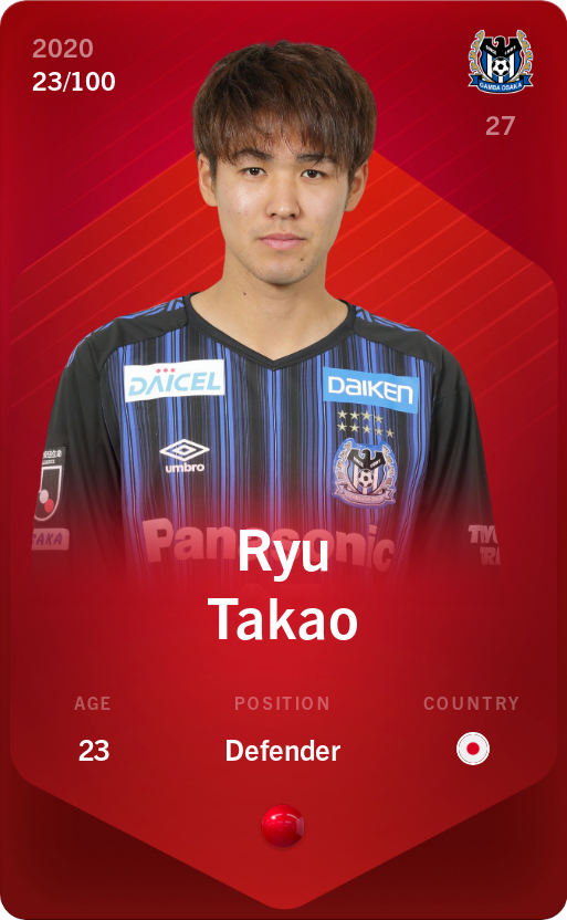 Sorare - Sorare Official - Ryu Takao 2020-21 • Rare 23/100 - NFT # 66968307795547428637688070709517005830780937791003145247298268281406494962089