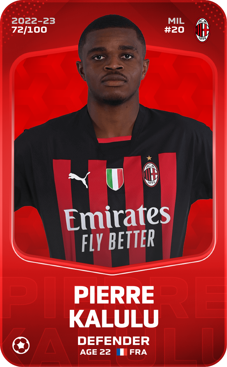 Sorare - Sorare Official - Pierre Kalulu 2022-23 • Rare 72/100 - NFT # 107073543415225916768814426657036664098227601773087404496131482354384126680942