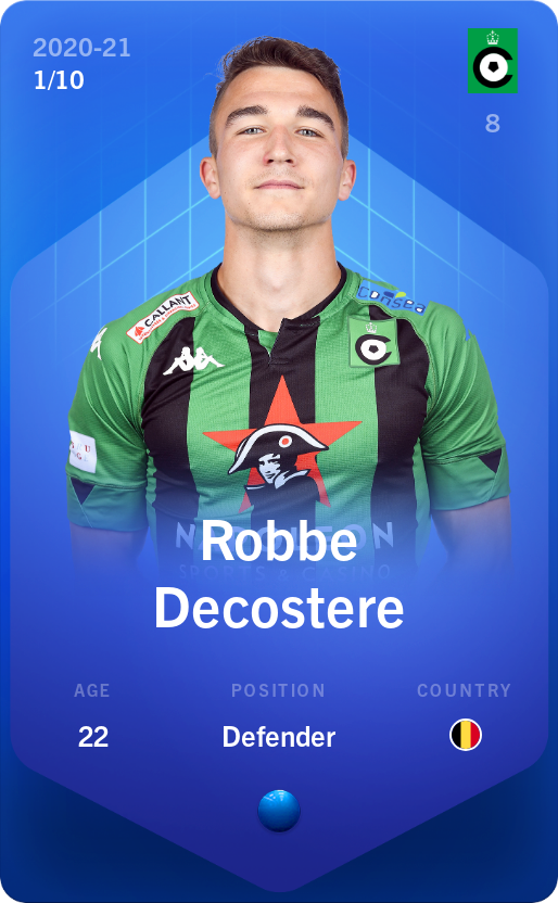 Sorare - Sorare Official - Robbe Decostere 2020-21 • Super Rare 1/10 - NFT # 39922244621656408108178683945777121055981217057861347225548685792555902857233