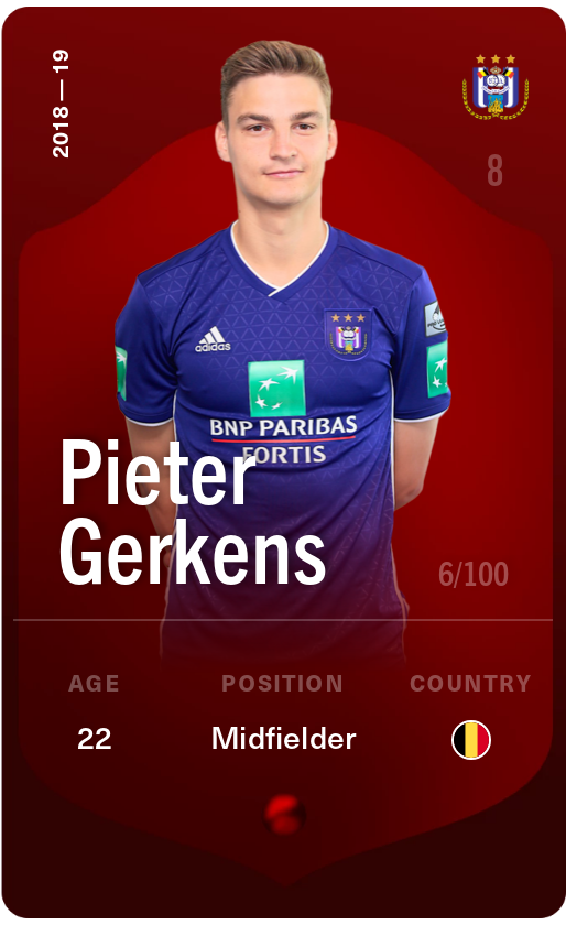 Sorare - Sorare Official - Pieter Gerkens 2018-19 • Rare 6/100 - NFT # 79208073302503691597350789214559971233530853599507612517040787312832004734446