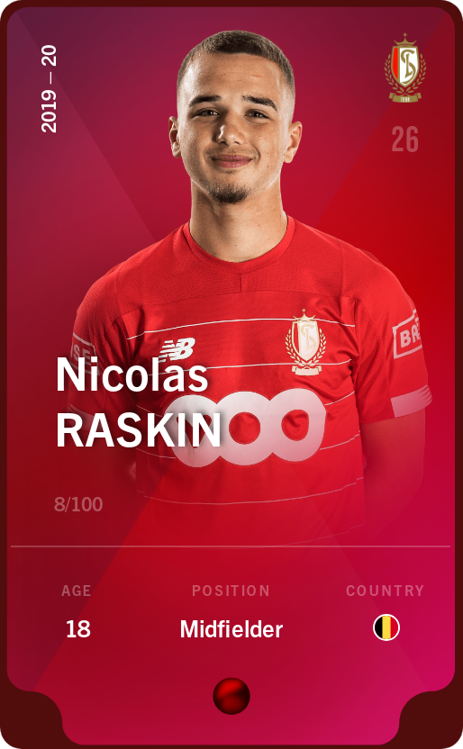 Sorare - Sorare Official - Nicolas Raskin 2019-20 • Rare 8/100 - NFT # 15710557738522381818525799247307786611117073690767173722663516643423865637038