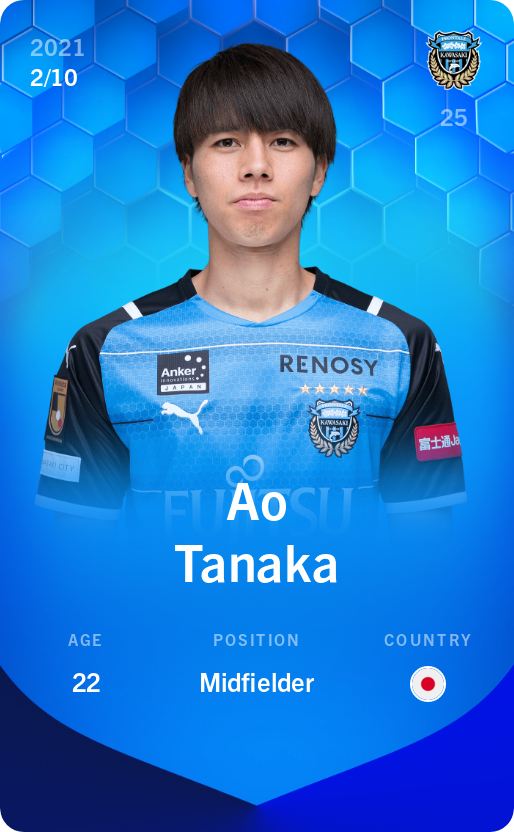 Sorare - Sorare Official - Ao Tanaka 2021-22 • Super Rare 2/10 - NFT # 29947946944921010177869693541297454734000607275262302552909379502310594439428