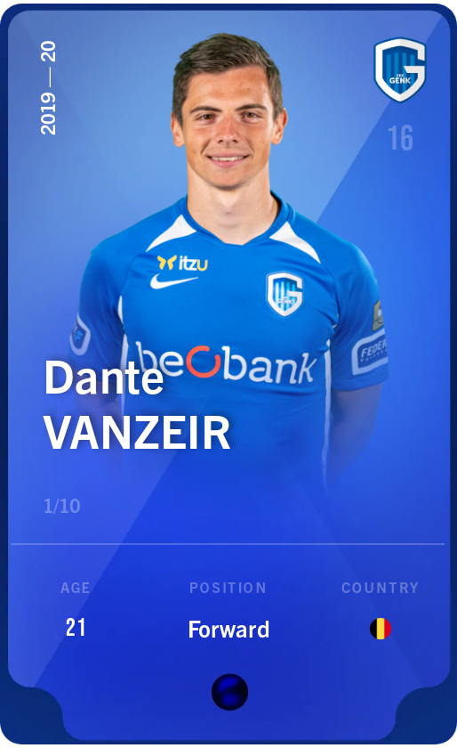 Sorare - Sorare Official - Dante Vanzeir 2019-20 • Super Rare 1/10 - NFT # 115072805345313766077510195114235698444487364081149809098271360118613546373322
