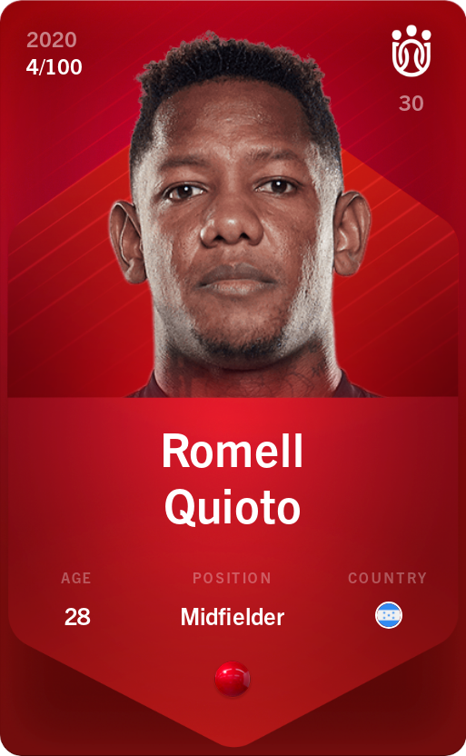Sorare - Sorare Official - Romell Quioto 2020-21 • Rare 4/100 - NFT # 42713400324985692049036790519009255559375555993373515673763163339625220852237