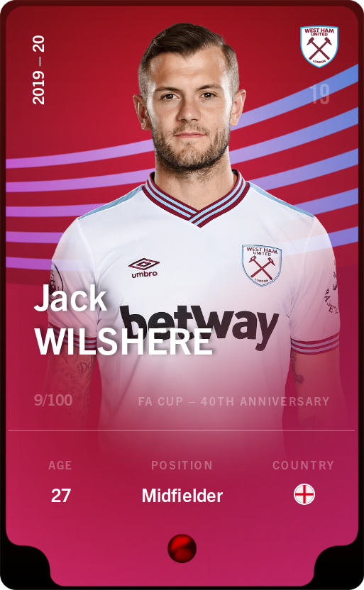 Sorare - Sorare Official - Jack Wilshere 2019-20 • Rare 9/100 - NFT # 67242224060912726706364333433882712509222843291910388737744983843317096840693