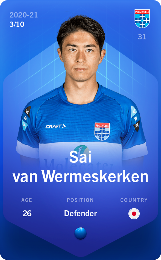 Sorare - Sorare Official - Sai van Wermeskerken 2020-21 • Super Rare 3/10 - NFT # 63532111627835143508003015497530546356768805307279813186351021286558330844825