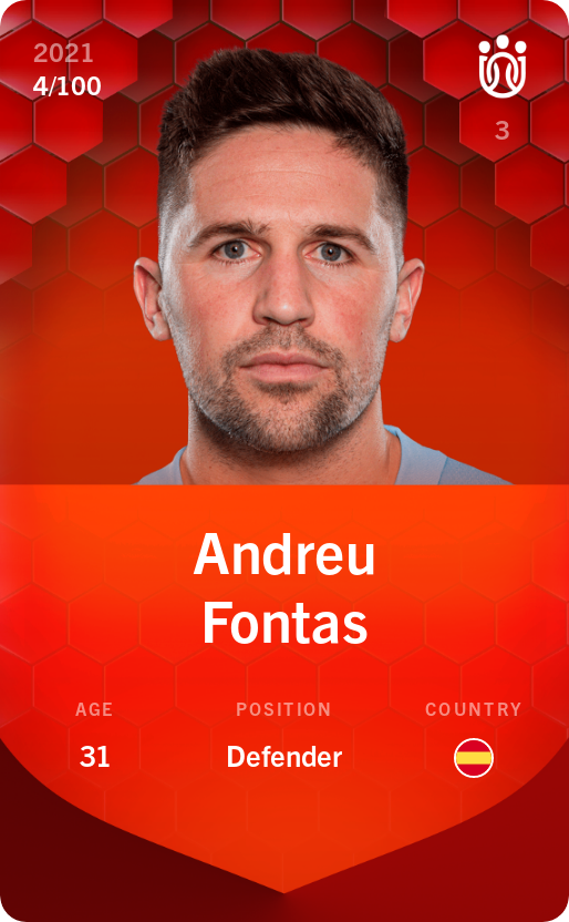 Sorare - Sorare Official - Andreu Fontas 2021-22 • Rare 4/100 - NFT # 85480609361549484707368539319124281516586832599069266326849197244867477790951