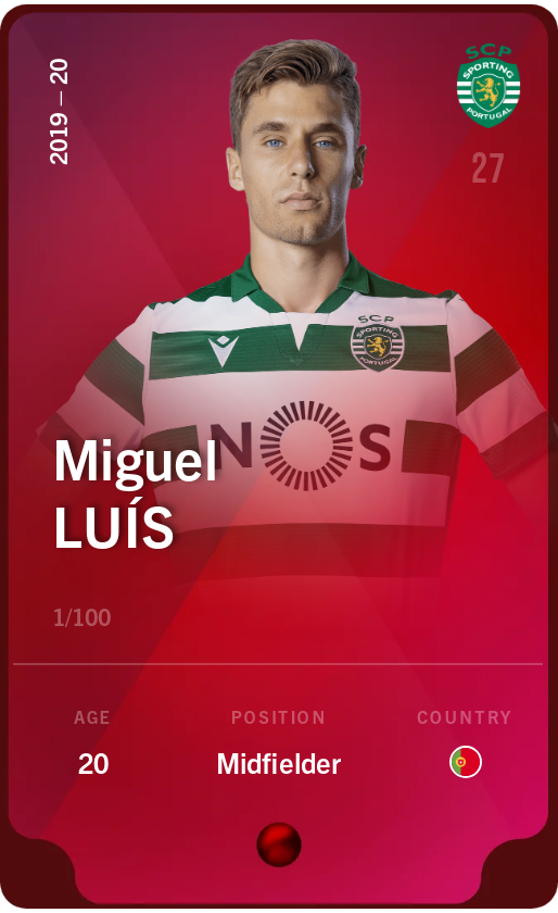 Sorare - Sorare Official - Miguel Luís 2019-20 • Rare 1/100 - NFT # 62363356527295452487340303812574000873514301274513908323865746674691688258292