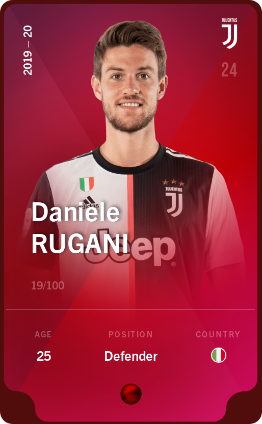 Sorare - Sorare Official - Daniele Rugani 2019-20 • Rare 19/100 - NFT # 96760922145274963656417226541349345351345790437188424019491445804756402837150