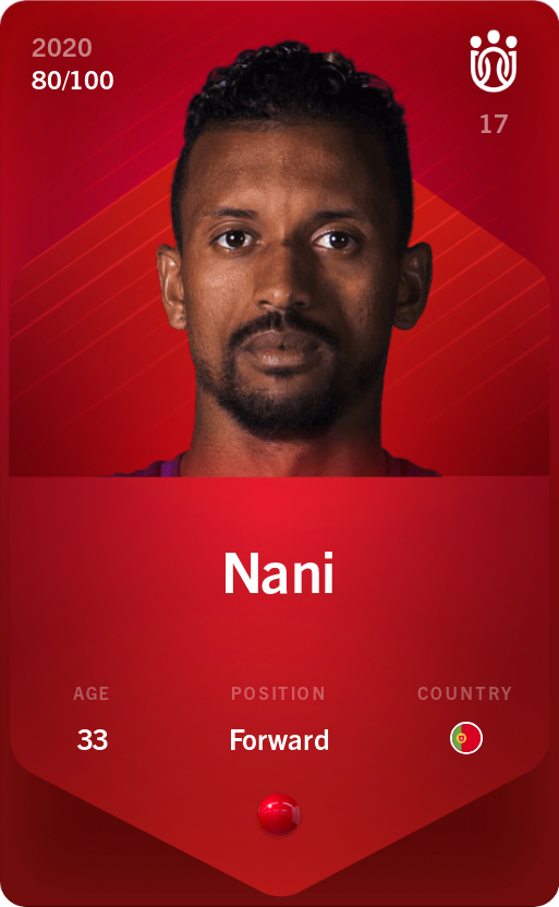 Sorare - Sorare Official - Nani 2020-21 • Rare 80/100 - NFT # 85078150142445418970452751862598993995922722962204150612066061654050346731702