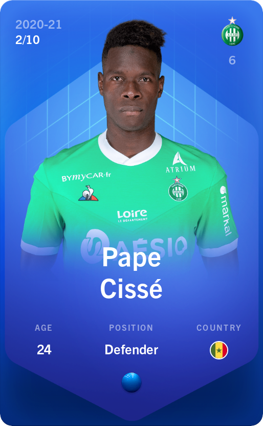 Sorare - Sorare Official - Pape Cissé 2020-21 • Super Rare 2/10 - NFT # 19797932565390968735384902863543244581110200337987000618472574943499529062997