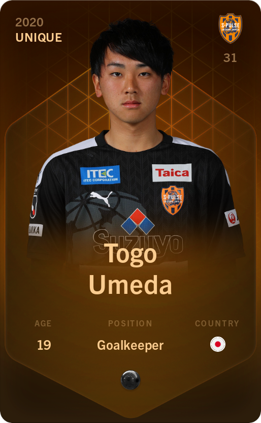 Sorare - Sorare Official - Togo Umeda 2020-21 • Unique - NFT # 92231827773144808787764378489792275225874647650254547507515048822720089193735