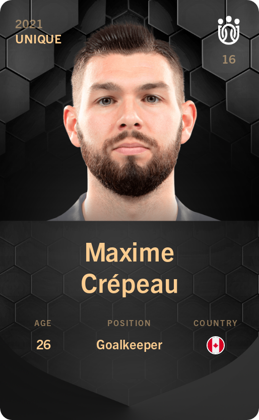 Sorare - Sorare Official - Maxime Crépeau 2021-22 • Unique - NFT # 43957454052012903329495223021619762441557747248501755931330003690849094589322
