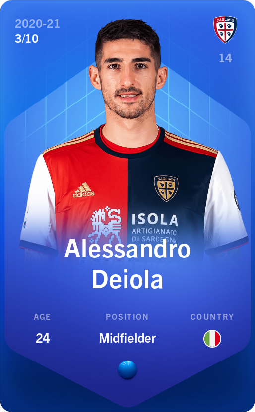 Sorare - Sorare Official - Alessandro Deiola 2020-21 • Super Rare 3/10 - NFT # 21073063728089481368383601351889390995191612752359014141341685708700519953780