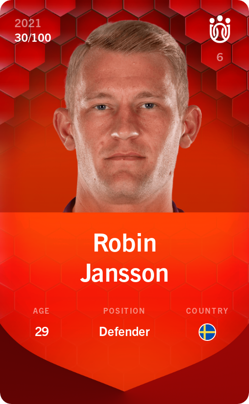 Sorare - Sorare Official - Robin Jansson 2021-22 • Rare 30/100 - NFT # 100640737038588321484062917707531271777560104785840552628965047000631413244909