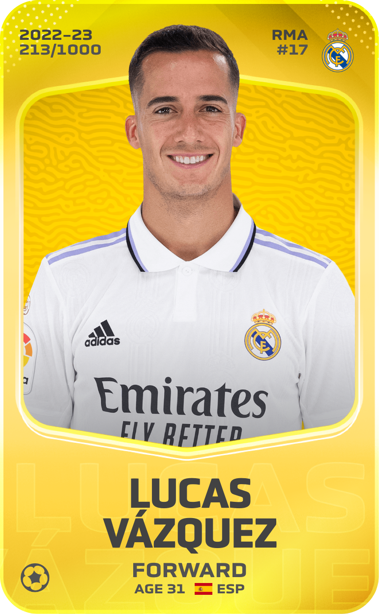 Sorare - Sorare Official - Lucas Vázquez 2022-23 • Limited 213/1000 - NFT # 108386999956642857106049259744192564646670821814034914530526231151938451162952