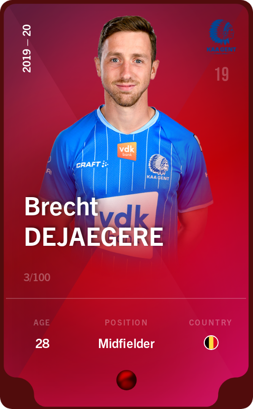 Sorare - Sorare Official - Brecht Dejaegere 2019-20 • Rare 3/100 - NFT # 81799148263906881903509477365361235460976013262374026172817699098644147683016