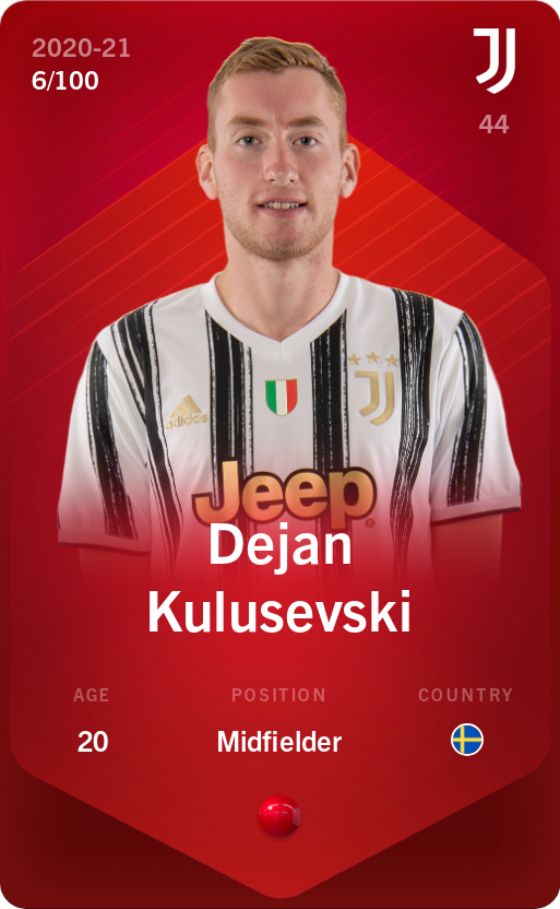 Sorare - Sorare Official - Dejan Kulusevski 2020-21 • Rare 6/100 - NFT # 43944493966484258925348850554802330386186217504388693822258226633147236870009