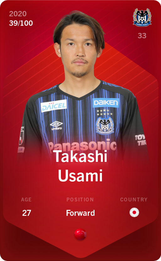 Sorare - Sorare Official - Takashi Usami 2020-21 • Rare 39/100 - NFT # 84512103683810970034095388004124047271656572139026102146466877085186130503321