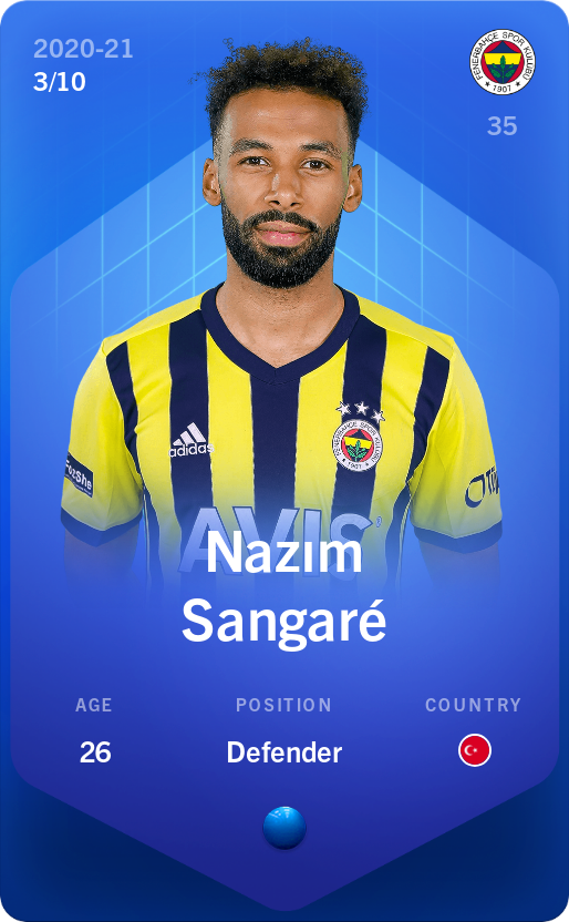 Sorare - Sorare Official - Nazım Sangaré 2020-21 • Super Rare 3/10 - NFT # 6130447775737581702090274886507353184597510200691167117261381733565806342592