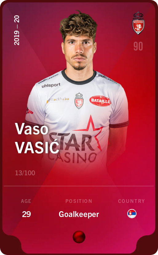 Sorare - Sorare Official - Vaso Vasić 2019-20 • Rare 13/100 - NFT # 83906952623958235748710775307002383242874735807157192294250788380410269987167