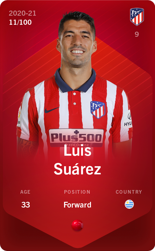 Sorare - Sorare Official - Luis Suárez 2020-21 • Rare 11/100 - NFT # 19593464602026552437961374499231238844796693461802742155845710036847906535500