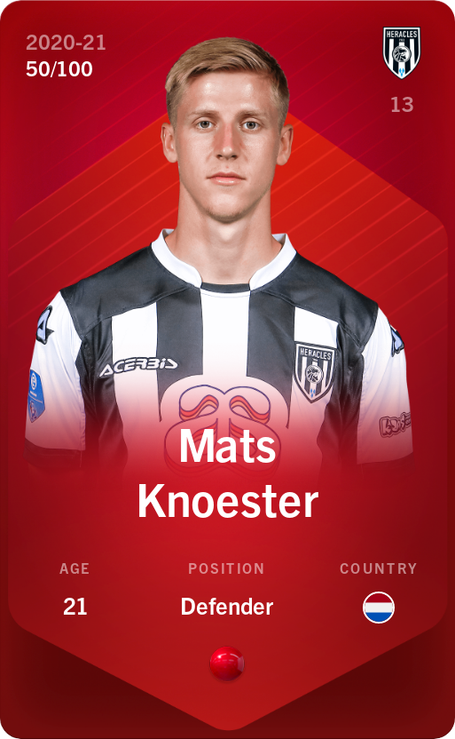 Sorare - Sorare Official - Mats Knoester 2020-21 • Rare 50/100 - NFT # 11101249387345532222212451766033262504796598847836285010747630878372720127320