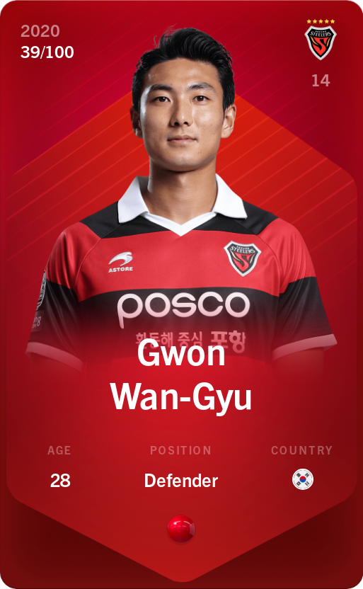 Sorare - Sorare Official - Gwon Wan-Gyu 2020-21 • Rare 39/100 - NFT # 22889699158569461433983927327087909662678326169504750211335211308126965604840