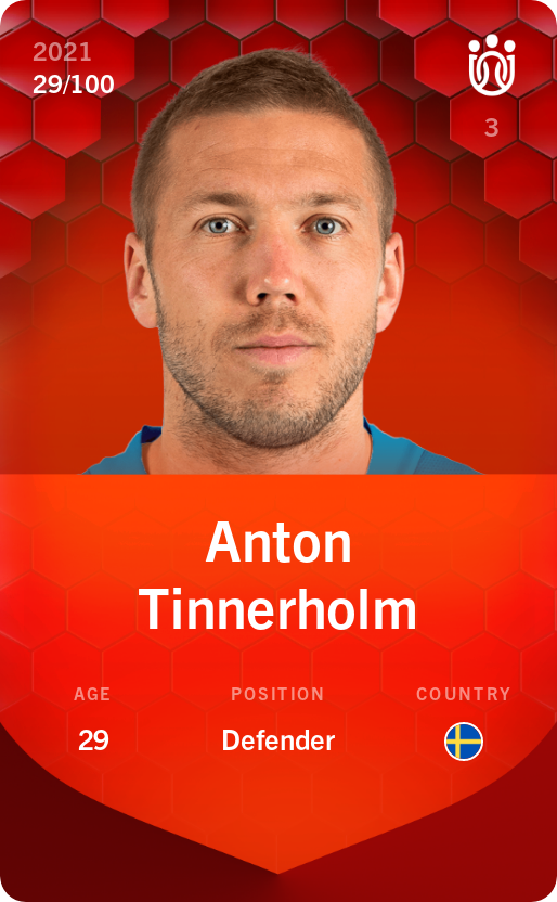 Sorare - Sorare Official - Anton Tinnerholm 2021-22 • Rare 29/100 - NFT # 85875853807458091165400088072972022735669809781139496956217808376091218713406