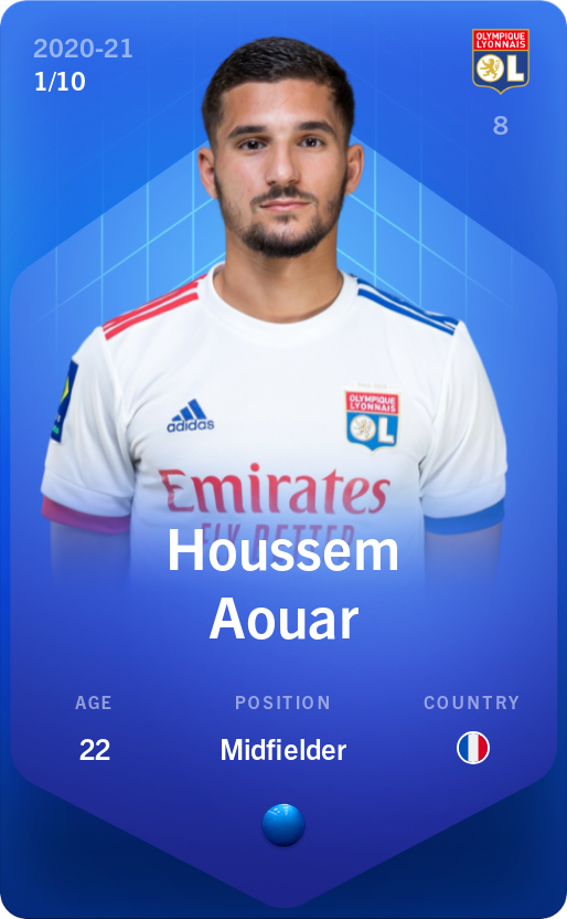 Sorare - Sorare Official - Houssem Aouar 2020-21 • Super Rare 1/10 - NFT # 90222651617050558056698906071789935676437707455266753590774142553785570412359