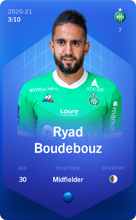 Sorare - Sorare Official - Ryad Boudebouz 2020-21 • Super Rare 3/10 - NFT # 41747052595276454535641009861864894695892046495174565841286899412214441628159