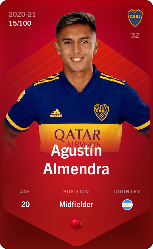 Sorare - Sorare Official - Agustín Almendra 2020-21 • Rare 15/100 - NFT # 9509636817698013900416145966755533338729648291111820482762953147186987535407