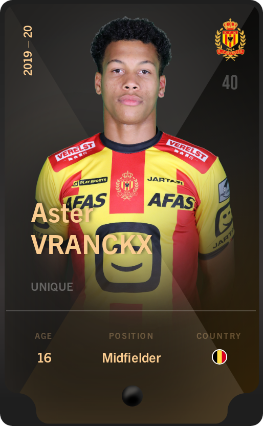 Sorare - Sorare Official - Aster Vranckx 2019-20 • Unique - NFT # 65213167846099391358889757248388896837688812628615663497361210192094766532787