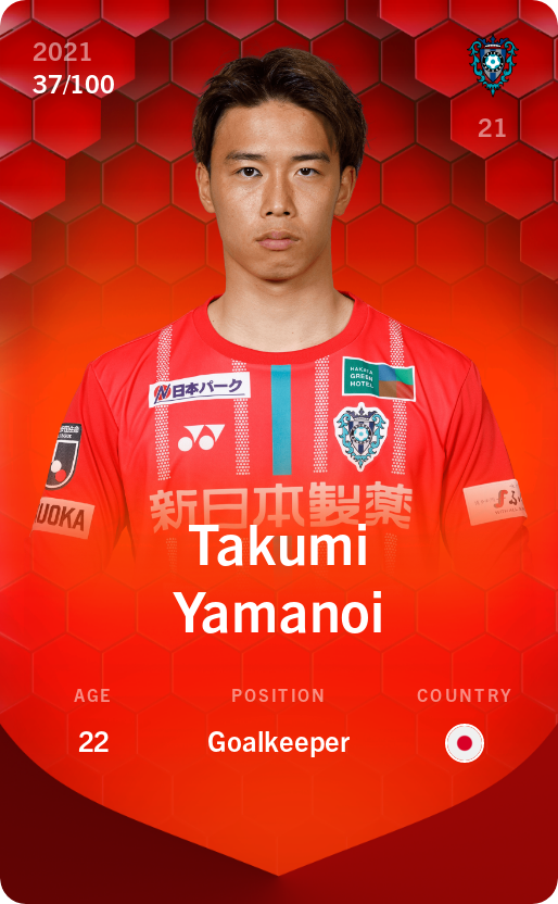 Sorare - Sorare Official - Takumi Yamanoi 2021-22 • Rare 37/100 - NFT # 28788191231029858458252371756392352011574036665589328487688723588821974592261