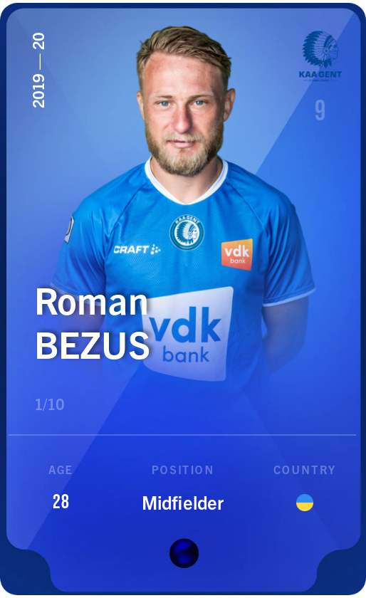 Sorare - Sorare Official - Roman Bezus 2019-20 • Super Rare 1/10 - NFT # 101726342650427882961992269223955202175926415063413843383918940485437889720359