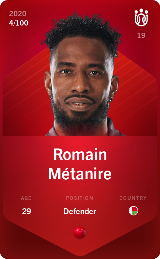 Sorare - Sorare Official - Romain Métanire 2020-21 • Rare 4/100 - NFT # 66562204000327672160191680594250413790812122551132298945277783663446802039874