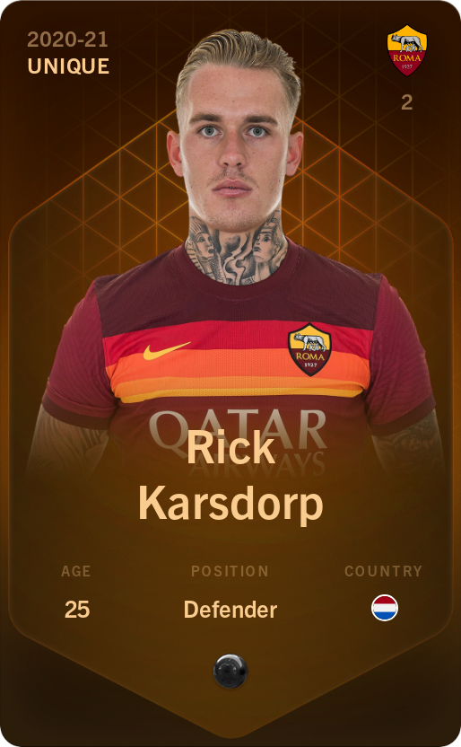 Sorare - Sorare Official - Rick Karsdorp 2020-21 • Unique - NFT # 96532169668939072995901645519559640677511571573428255263765334081281152827276